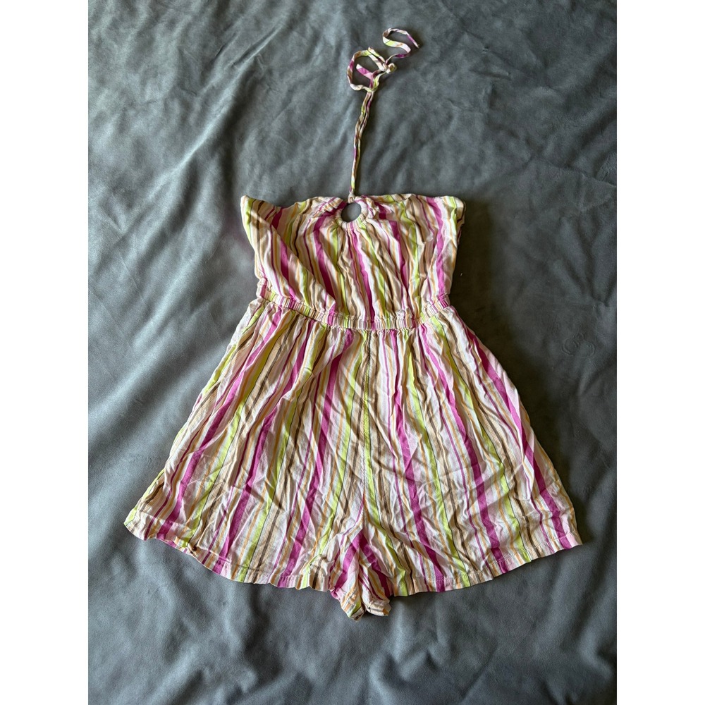 Old Navy Womens Pink‎ Striped Halter Neck Romper Elastic Waist Size S